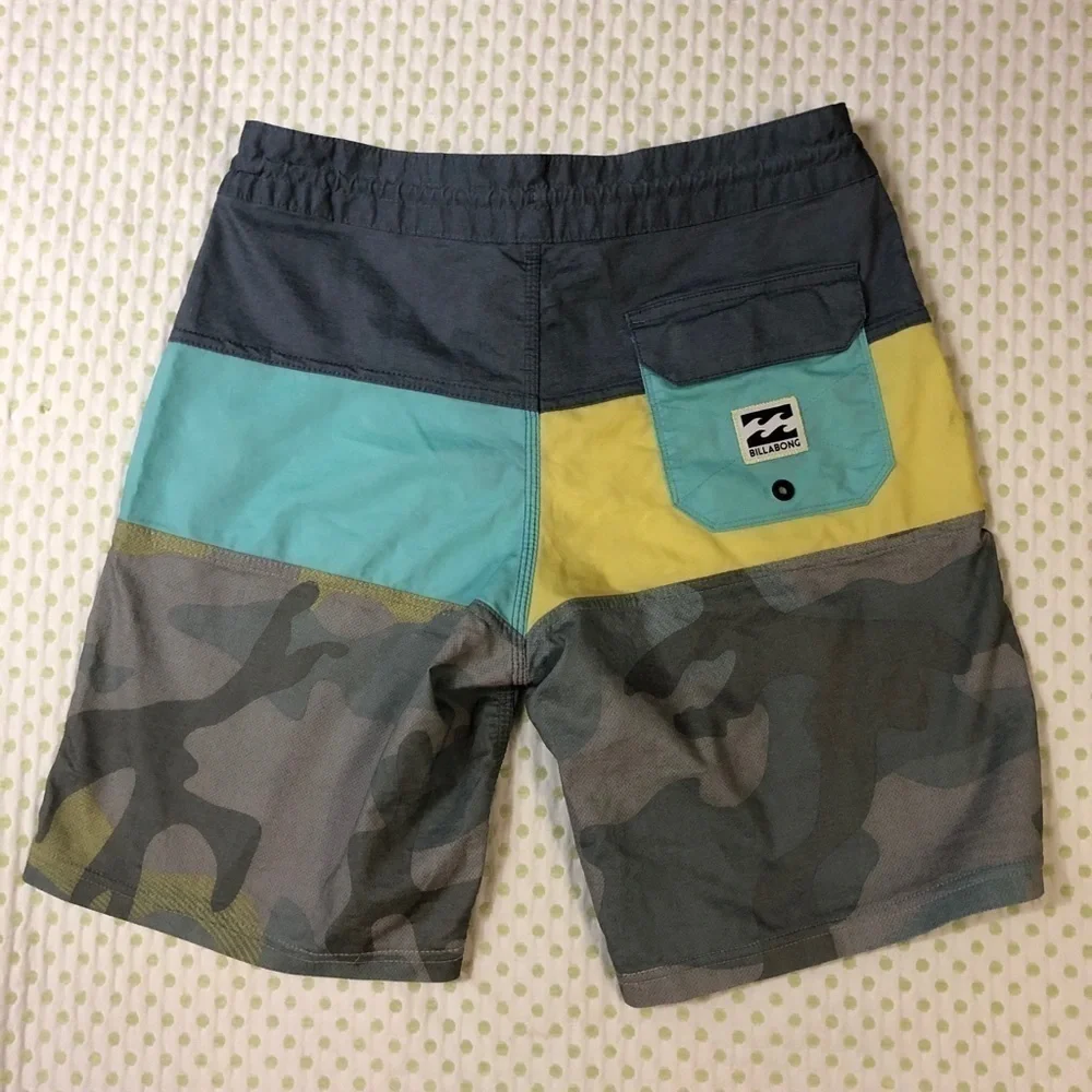 BILLABONG MENS SWIM TRUNKS SIZE 27 CAMO/YELLOW